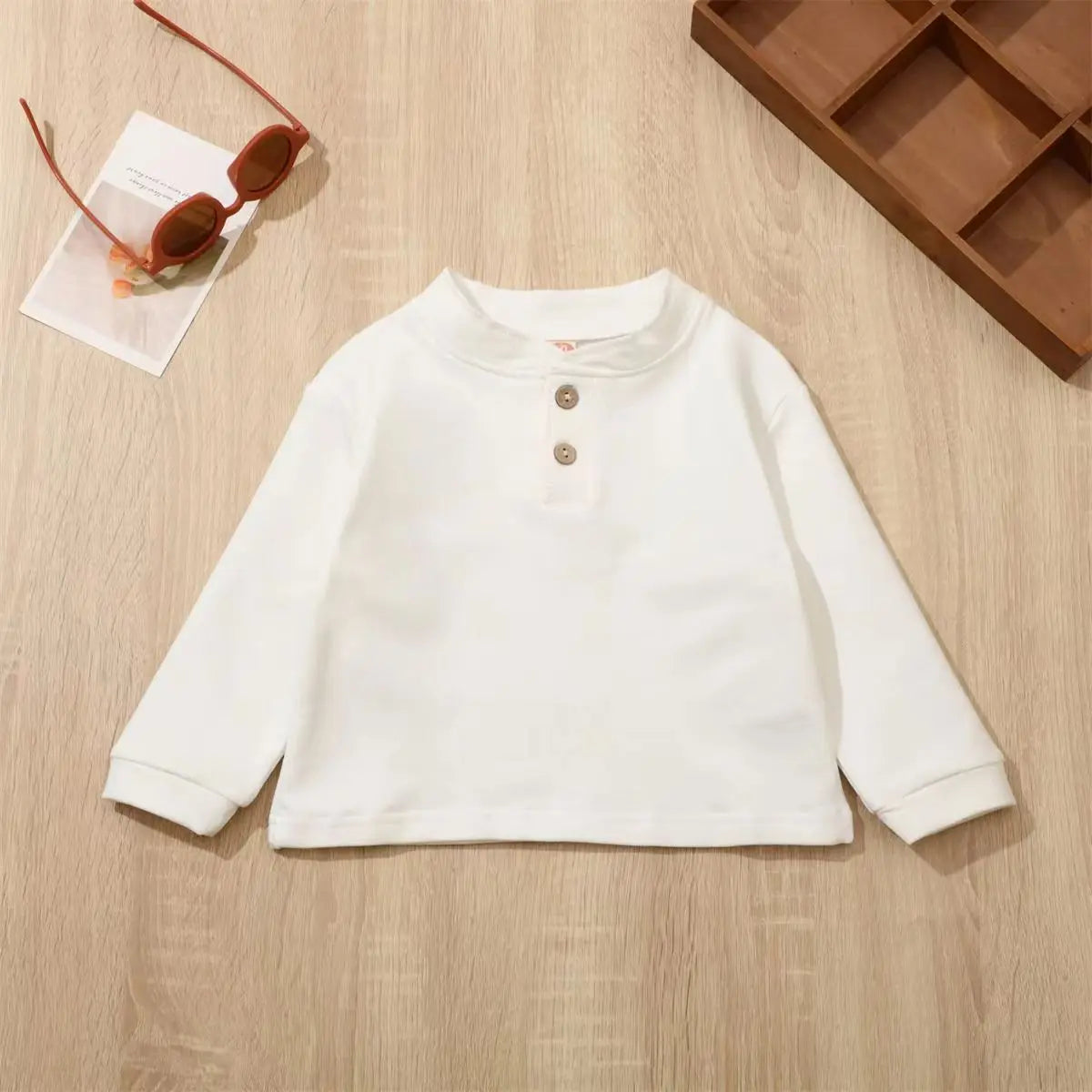 Spring  Autumn New Style Childrens Boys Tops Retro Soft Cotton Solid Color Tops Boys T-shirt Girls T-shirts Kids Clothing