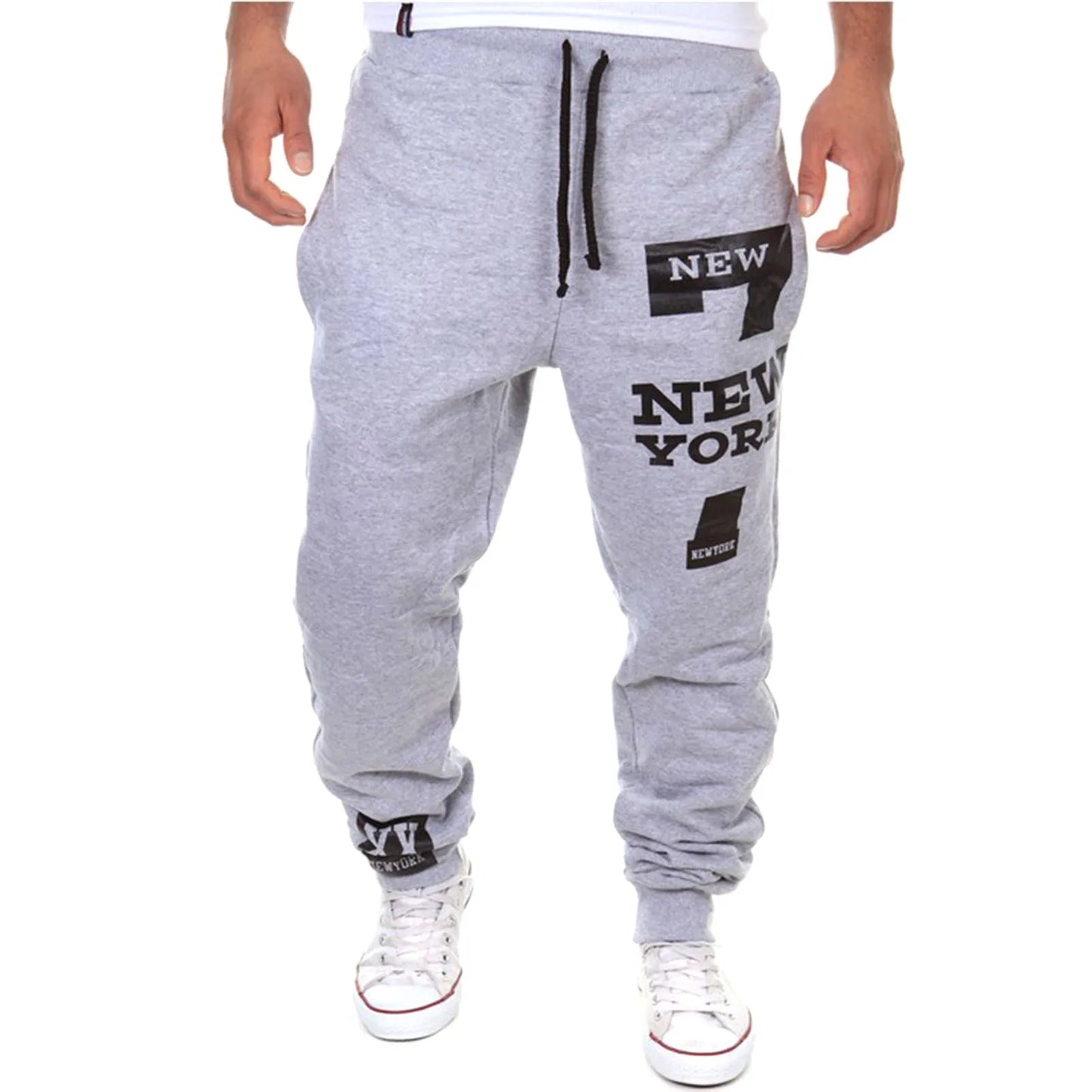 Men's Active Sweatpants Letter Print Joggers Trousers Drawstring Elastic Waist Fitness Gym Sports Pants Autumn Winter