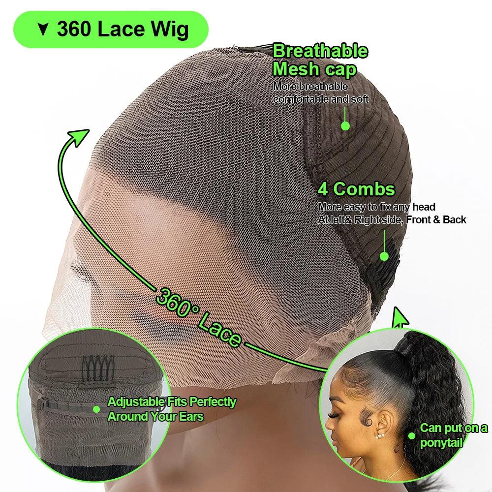 Full 360 Hd Lace Front Wig Kinky Yaki Straight HD Transparent Lace Front Human Hair Wig 40Inch Straight Human Hair Wig For Women