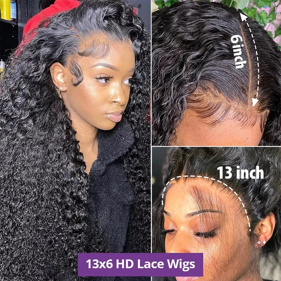 Human Hair 250 Density 13x6 Lace Front 30 40 Inch Deep Wave Wig Curly 13x4 Water Wave Glueless Pre Plucked HD Lace Frontal Wigs