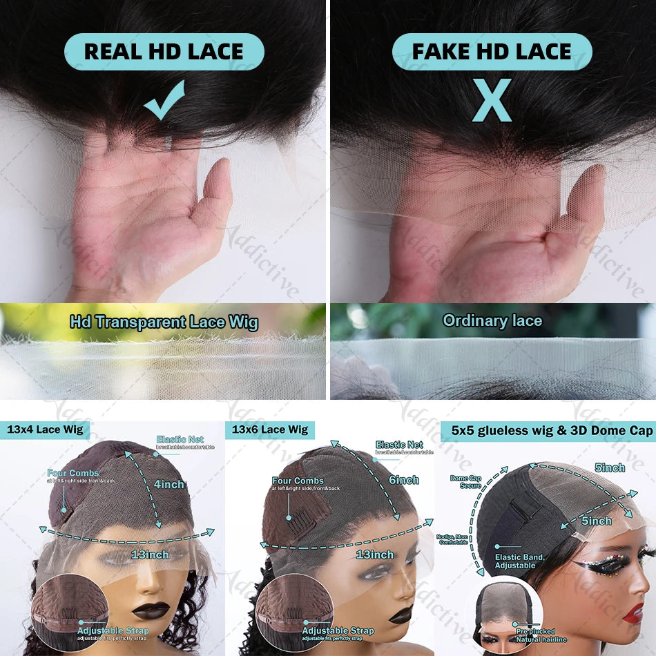 250% Straight Short Bob 13x6 HD Lace Frontal Human Hair Wigs 13x4 Transparent Lace Front Wig 5x5 Closure Wig For Women