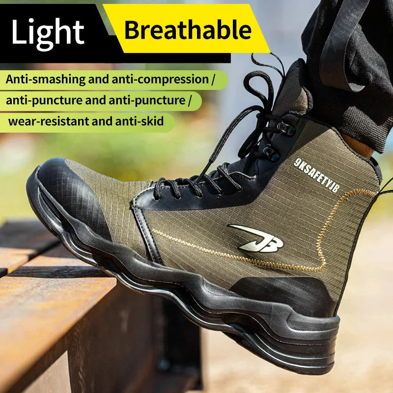 2025 New Safety Shoes Men Boots High Top Work Sneakers Steel Toe Cap Anti-smash Puncture-Proof work Boots Indestructible Shoes