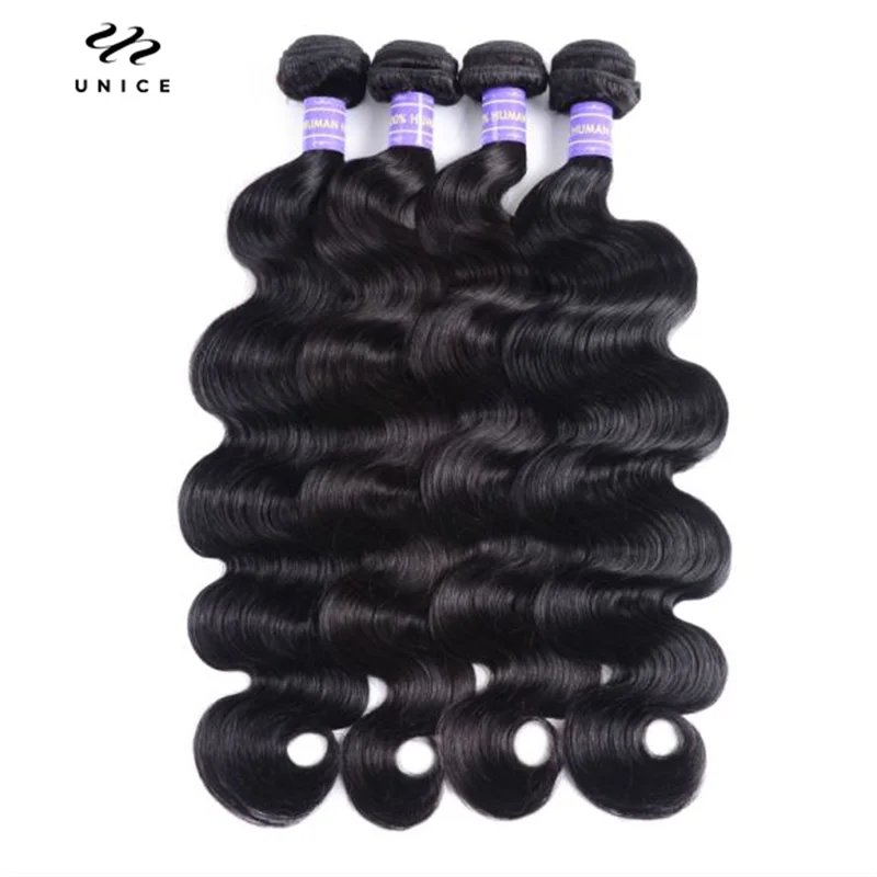 Unice Hair 8A Body Wave Brazilian Hair Weave Bundles 1/3 /4 Piece 8-30inch 2023 Cost effective Human Hair Bundles