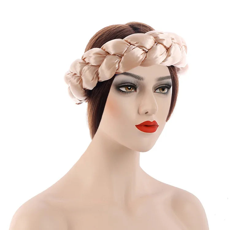 Exaggerated Satin Braid Headband for Women Lady Party Headpiece Candy Color Head Bands