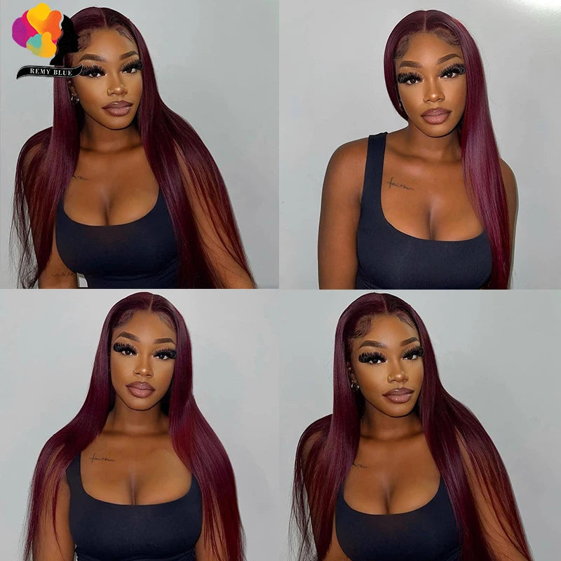 13x6 Straight Burgundy Lace Front Wig Human Hair Wigs 99J Red Colored Lace Front Human Hair Wig 13x4 Lace Frontal Wigs for Women