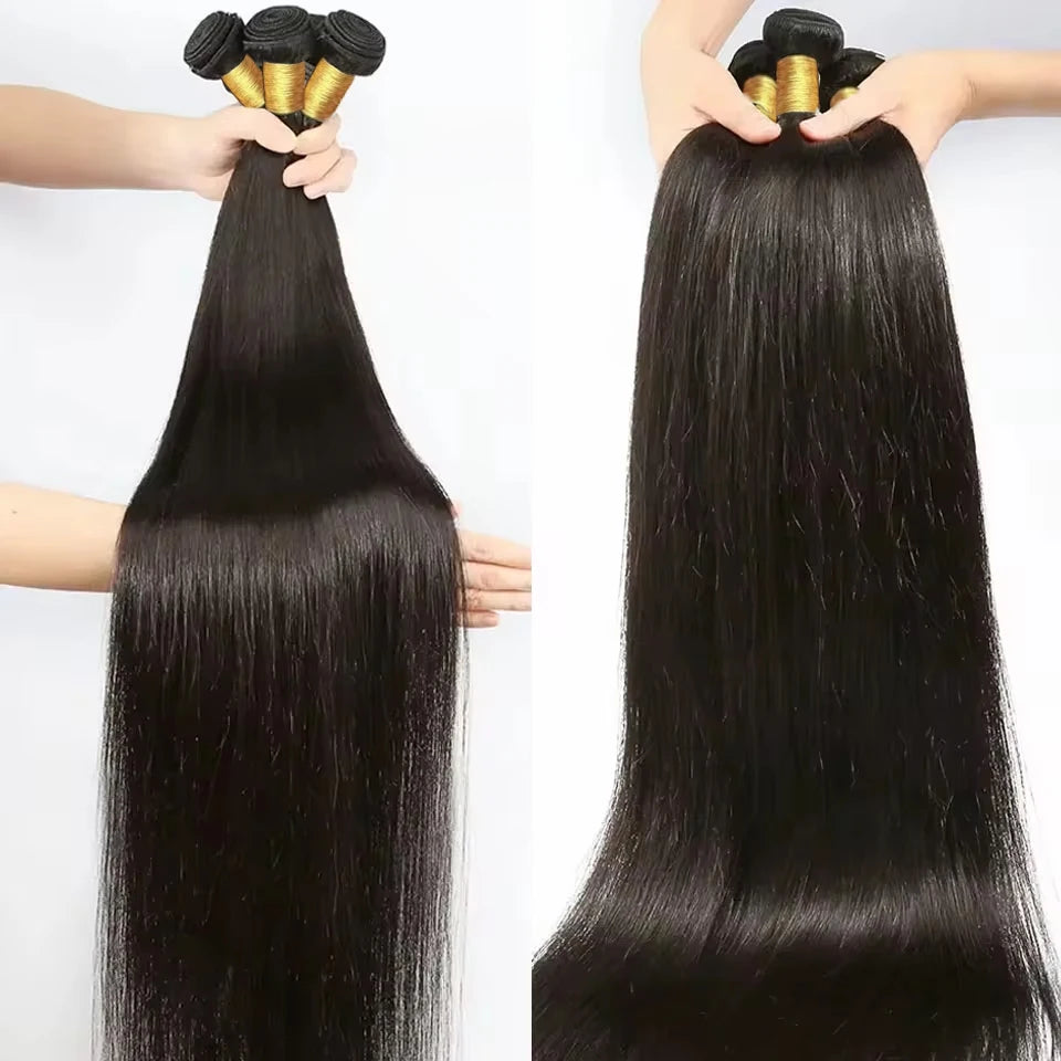 12A 30 32 Inch Straight Human Hair Bundles With 13x4 Frontal 100% Raw Indian Hair 4x4 Lace Closure Bundle Deal Human Hair Weaves