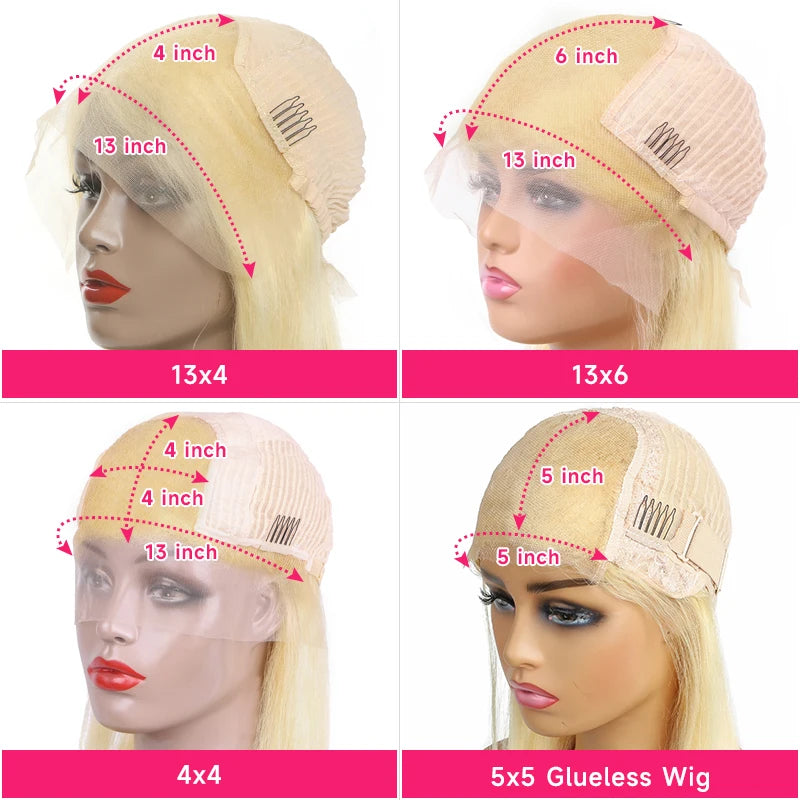 613 Blonde Bob Wig 13x6 13x4 Lace Frontal 5x5 Closure Wig Straight Brazilian Human Hair Lace Front Wigs For Women Pre Plucked