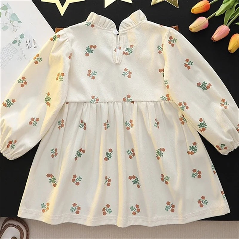 Children's Girls Dresses Spring Autumn Baby Clothes Long Sleeve Print Dresses For Girls Fashion Kids Clothing Outfit 10M-4Years