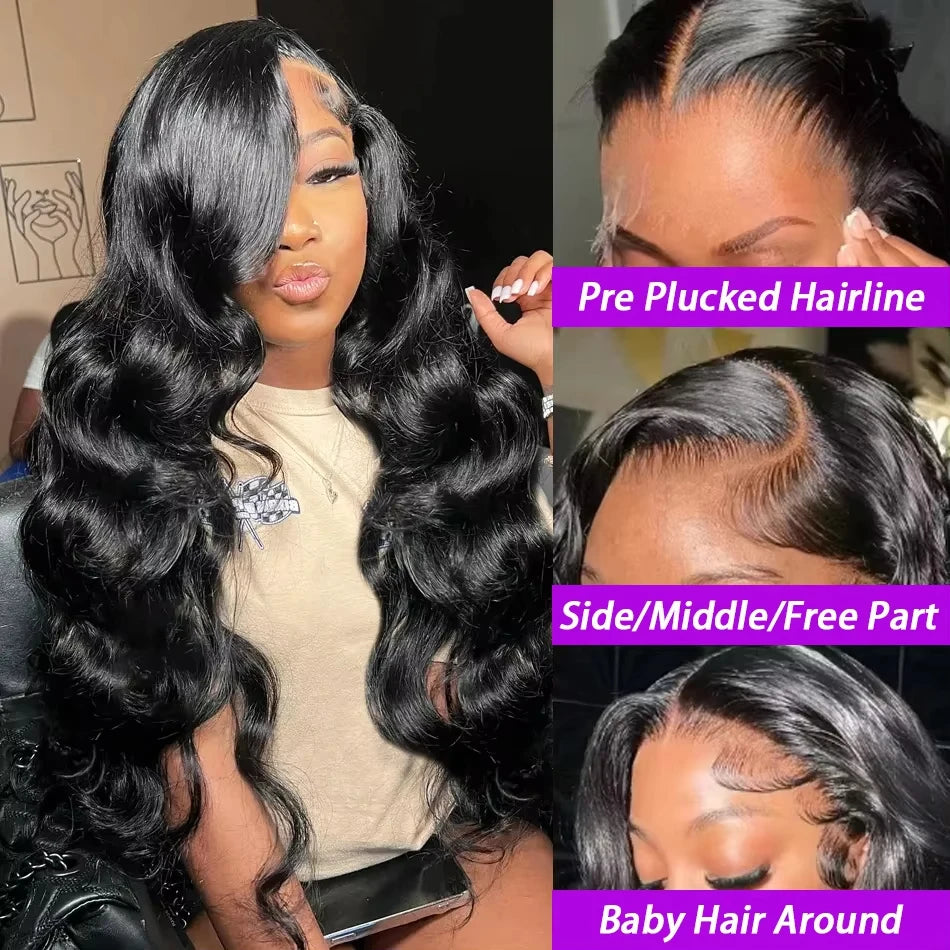 Melodie HD 300% 40 Inche 13x6 Body Wave Lace Front Human Hair Wigs 13x4 Lace Frontal Wig Transparent 5x5 Closure Brazilian Remy