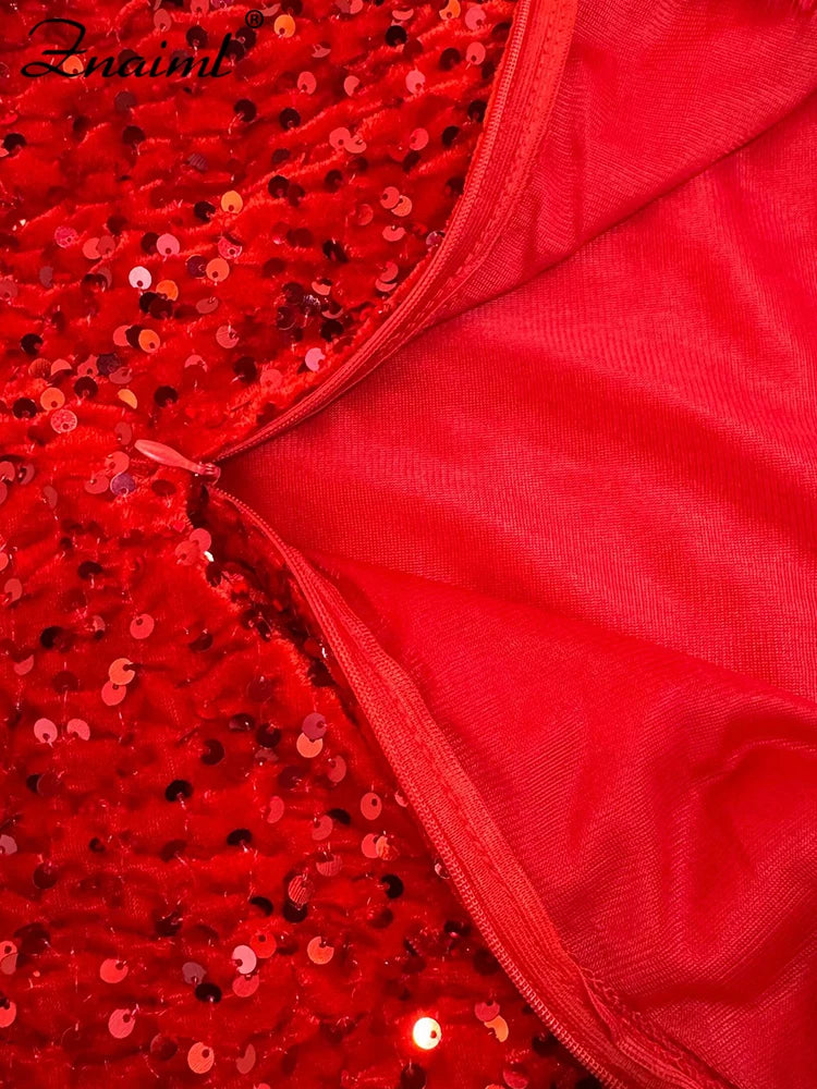 Znaiml Sexy Feather Sequin Glitter Off Shoulder Bodycon Night Club Mini Dress Women Backless Slim Ruched Birthday Gowns Vestidos