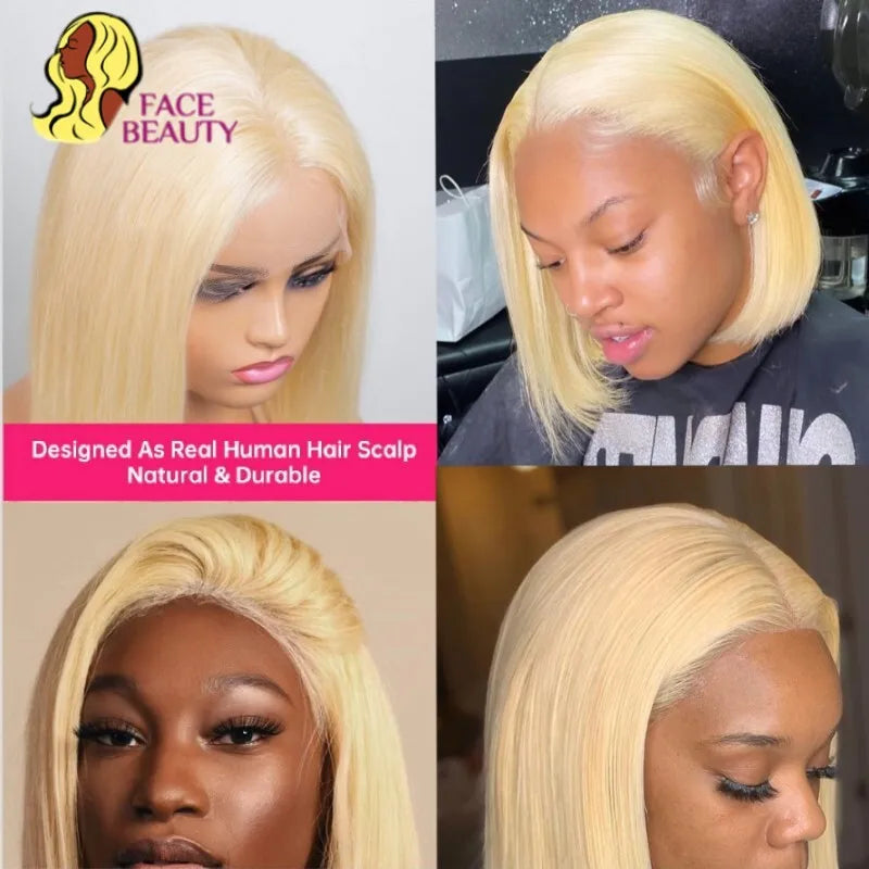 613 Blonde Bob Wig 13x6 13x4 Lace Frontal 5x5 Closure Wig Straight Brazilian Human Hair Lace Front Wigs For Women Pre Plucked