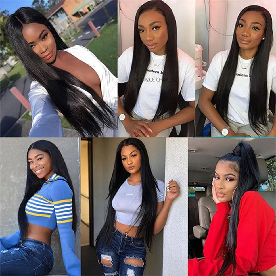Brazilian Hair 13X5X1 T Part Lace Front Wigs Bone Straight Lace Front Wigs For Women Middle Part Straight 100% Human Hair Wigs