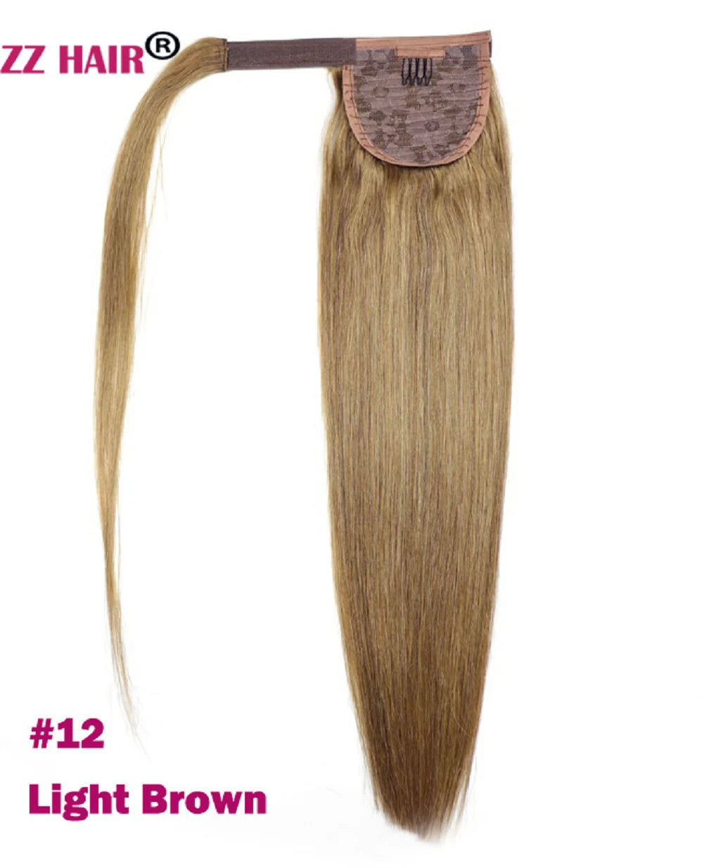 ZZHAIR 100% Human Hair Extensions 16"-26" Magic Wrap Around Ponytail 100g Clip In  Machine Made Remy Horsetail Stragiht