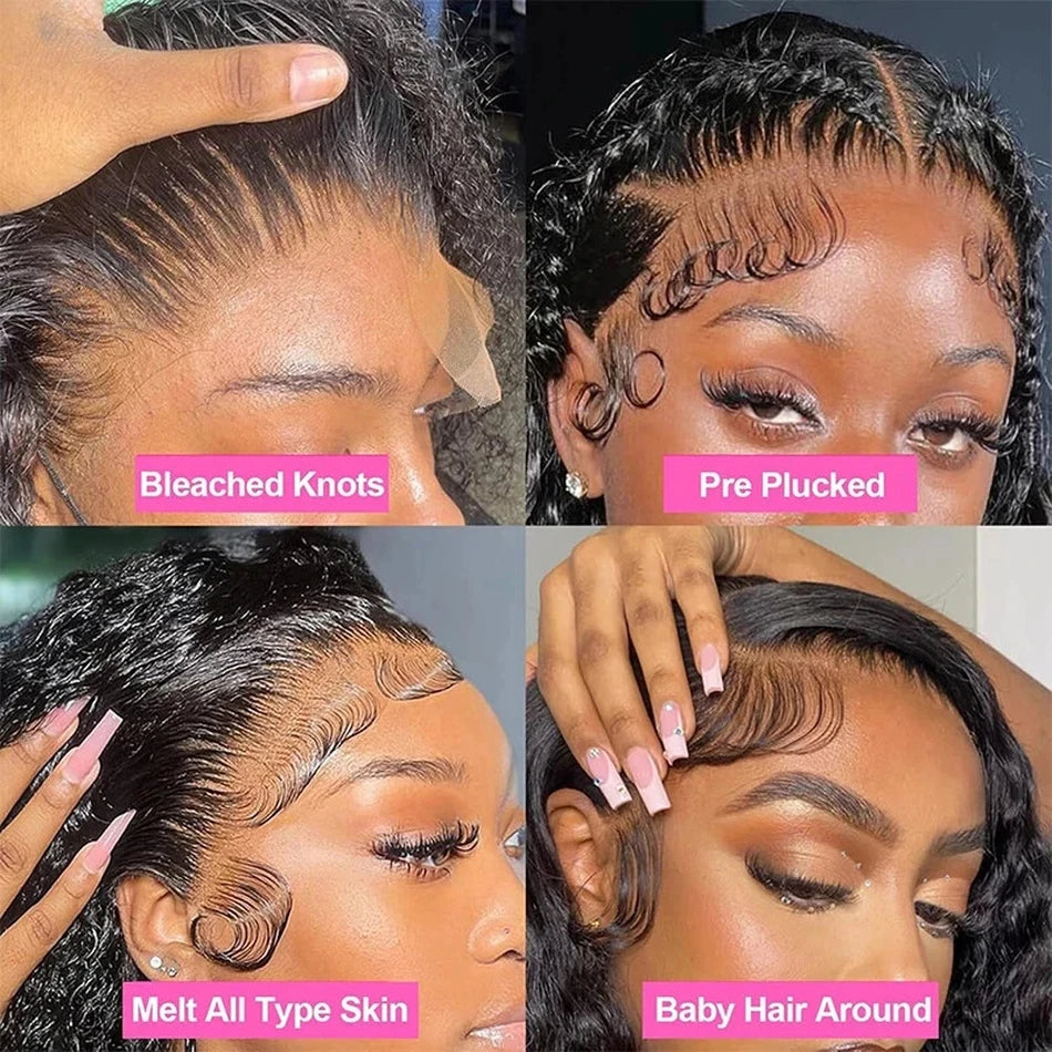 Human Hair 250 Density 13x6 Lace Front 30 40 Inch Deep Wave Wig Curly 13x4 Water Wave Glueless Pre Plucked HD Lace Frontal Wigs