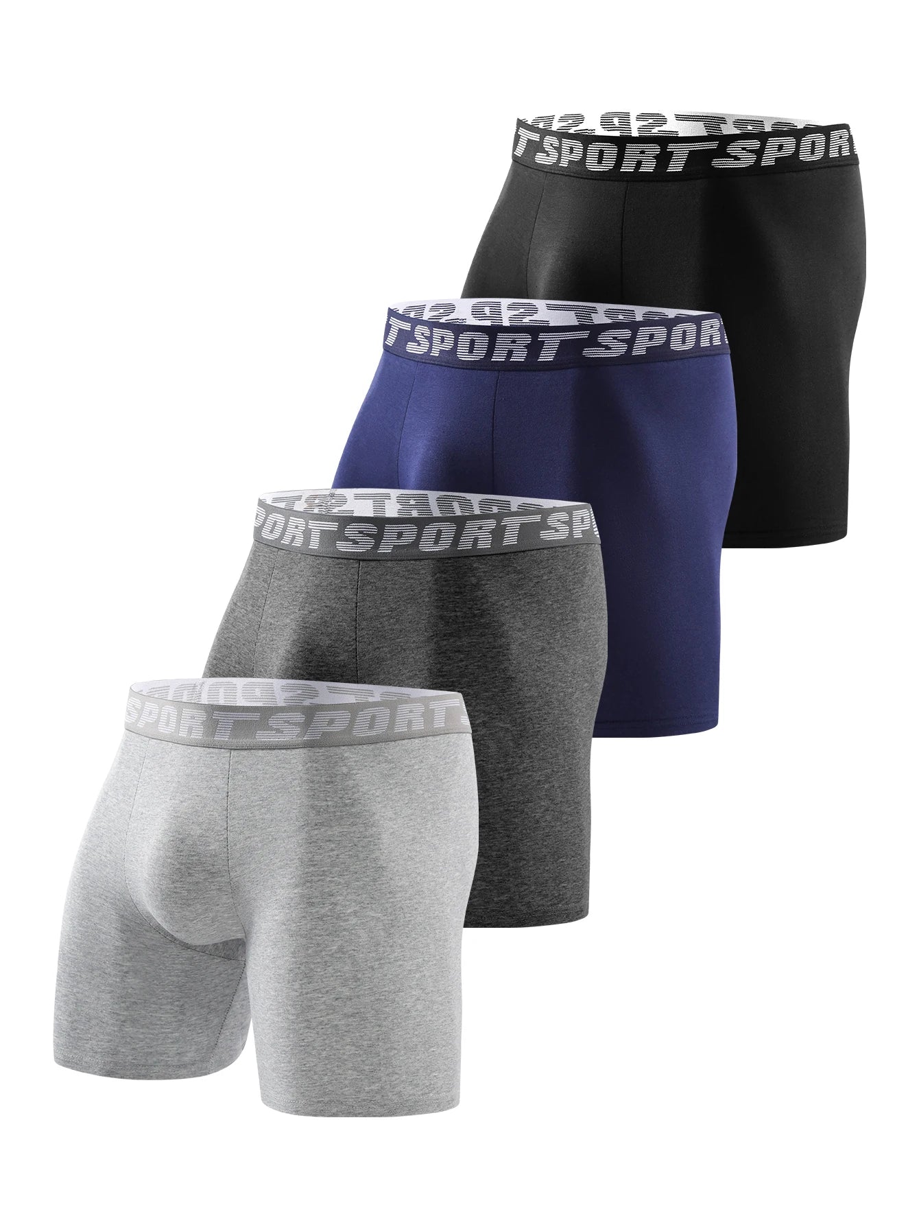 4 pieces of men's sports underwear, soft, breathable and comfortable sweatpants, fashionable and personalized long briefs