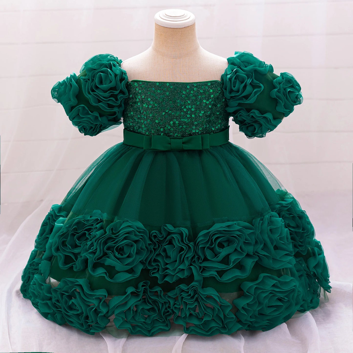 3D Flower Girls Party Princess Dress for Baby Christmas Gown 1-10 Yrs Birthday Bow Tulle Bridemaid Dresses Wedding Kids Clothing