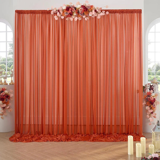 Wrinkle Free Chiffon Backdrop Curtain for Wedding Party 5×10ft Slight Glimmer Sheer Drapes Baby Shower Birthday Stage Decoration