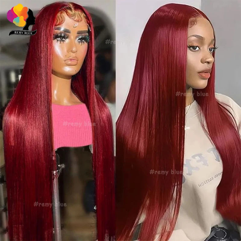 13x6 Straight Burgundy Lace Front Wig Human Hair Wigs 99J Red Colored Lace Front Human Hair Wig 13x4 Lace Frontal Wigs for Women