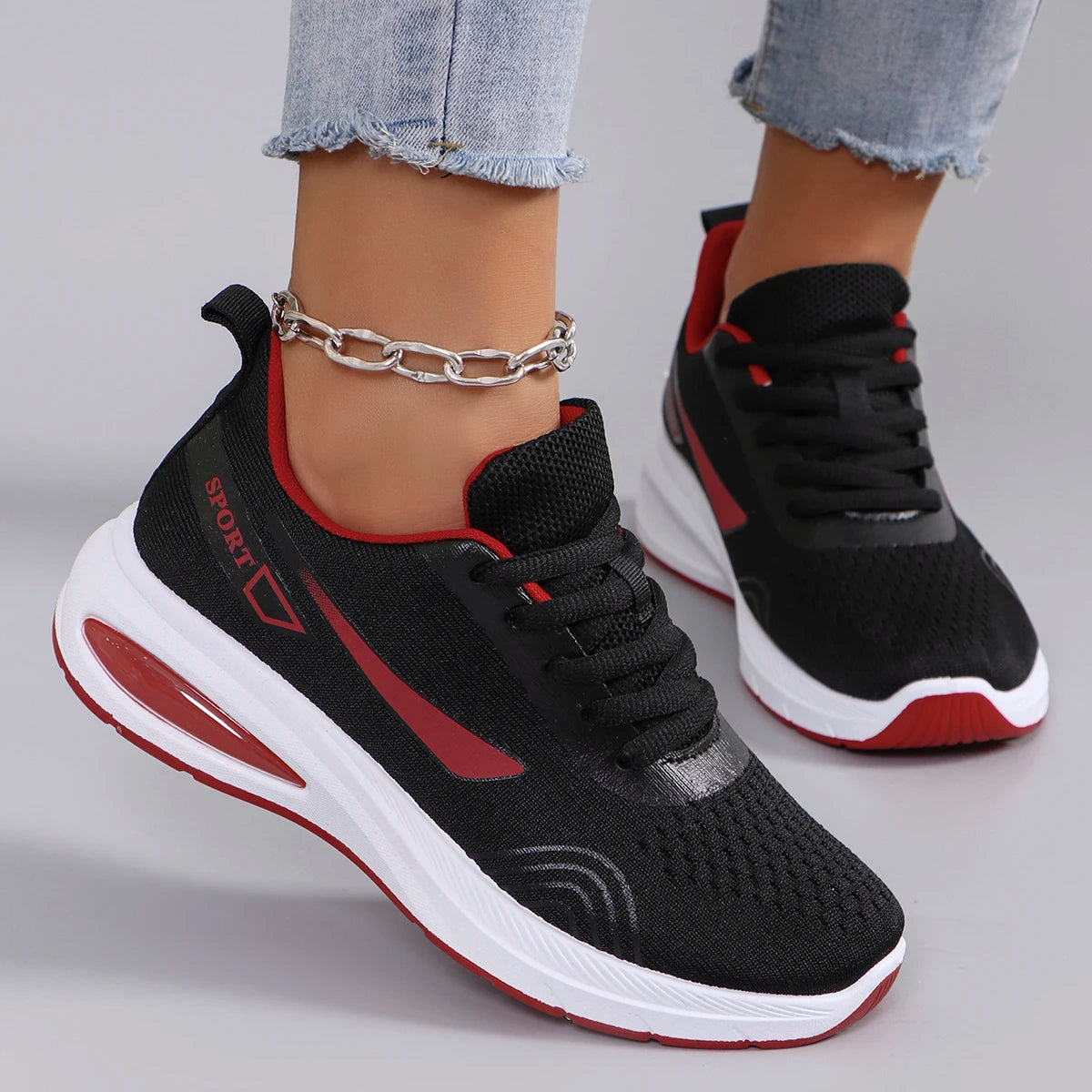 Spring new women's sports shoes, fashionable, breathable, lightweight, non-slip, wear-resistant, casual sports shoes, flat shoes