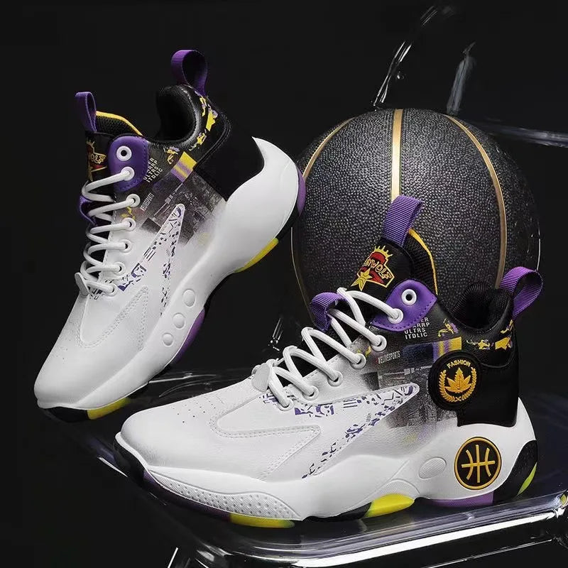 High-top Basketball Shoes Men's 2025 Summer New Thick-soled Height-enhancing Youth Student Sports Shoes Breathable and Non-slip