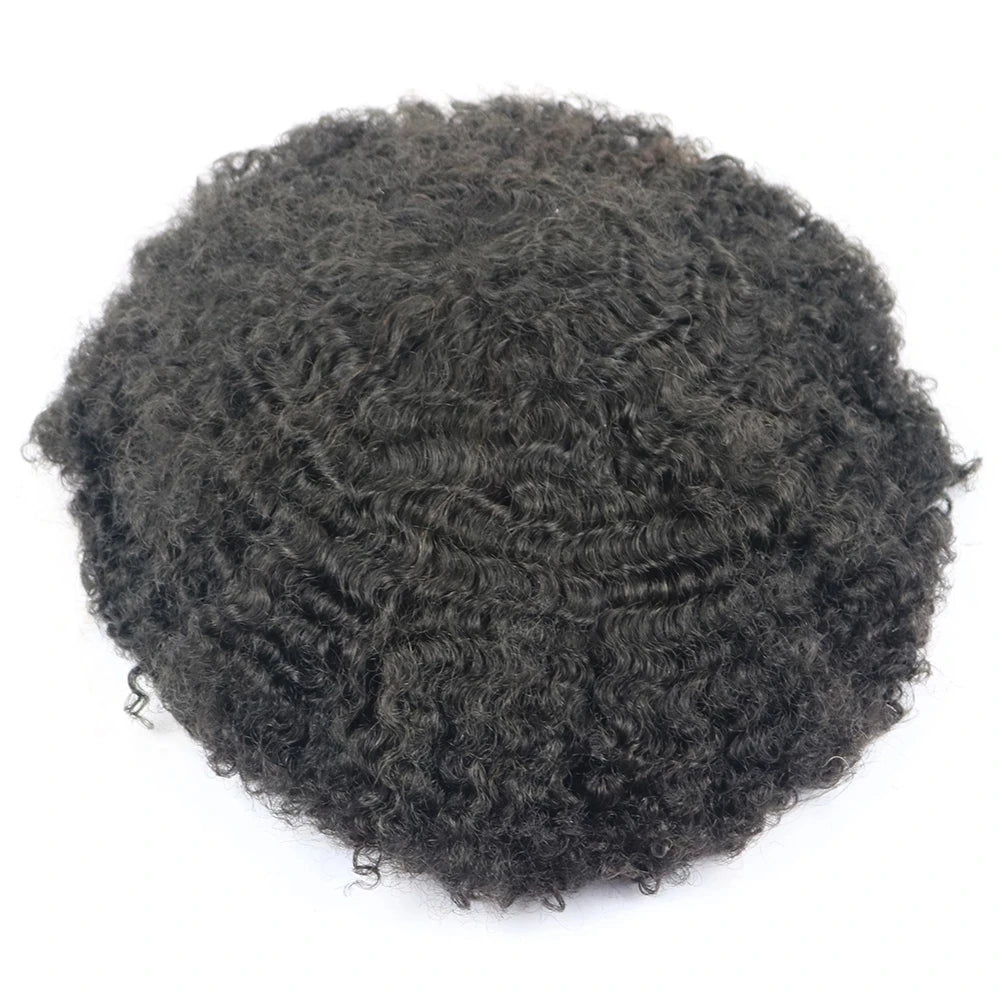 New Men Toupee Afro Toupee For Man Hair African American Human Hair Wig 10mm 8mm 360 Deep Wave Prosthesis Replacement System