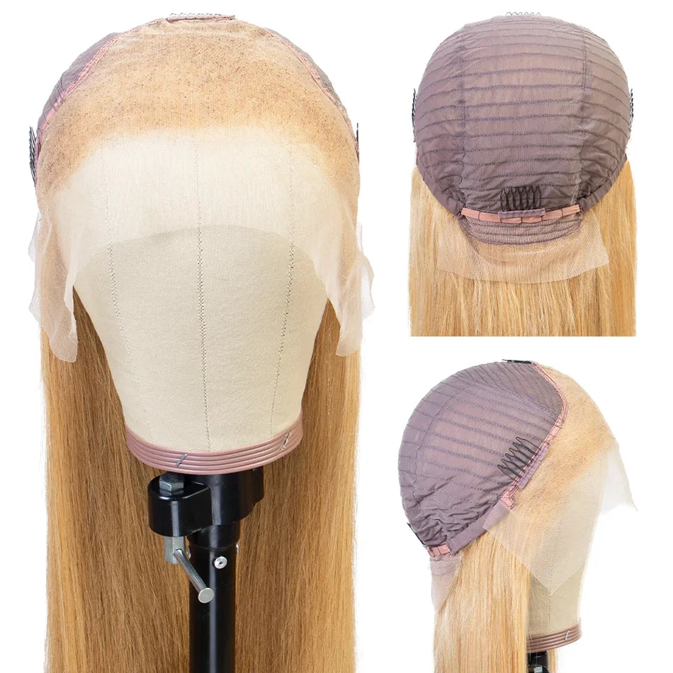 Honey Blonde Lace Front Wigs Human Hair #27 Colored Brazilian Straight Lace Frontal Wigs 13X4 HD Lace Front Human Hair Wigs