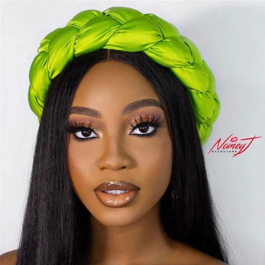 Exaggerated Satin Braid Headband for Women Lady Party Headpiece Candy Color Head Bands