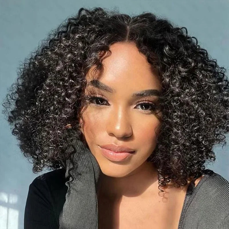 Glueless Bob Wig ISEE Hair Wear And Go Kinky Curly Lace Front Wig Human Hair Short Deep Curly Wigs PrePlucked Human Wigs