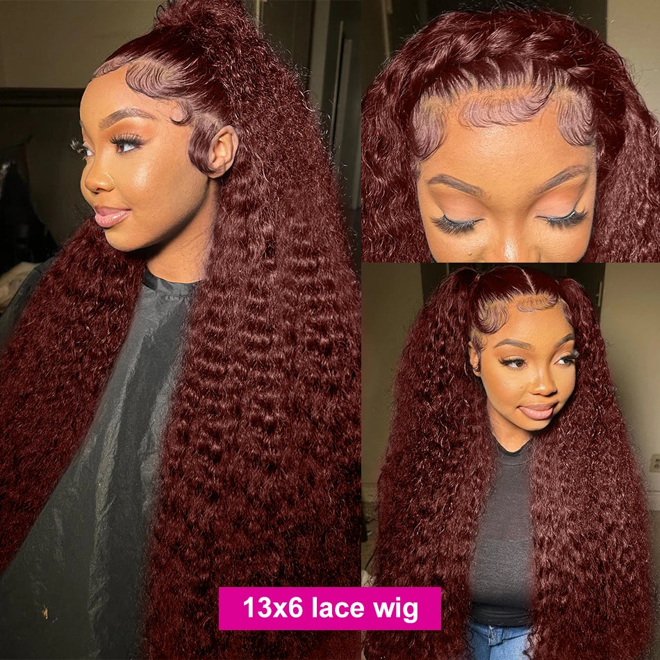 30 36 Inch Reddish Brown Deep Wave 13x6 HD Lace Frontal Wig Brazilian Loose Curly 13x4 Lace Front Human Hair Wigs 250% For Women