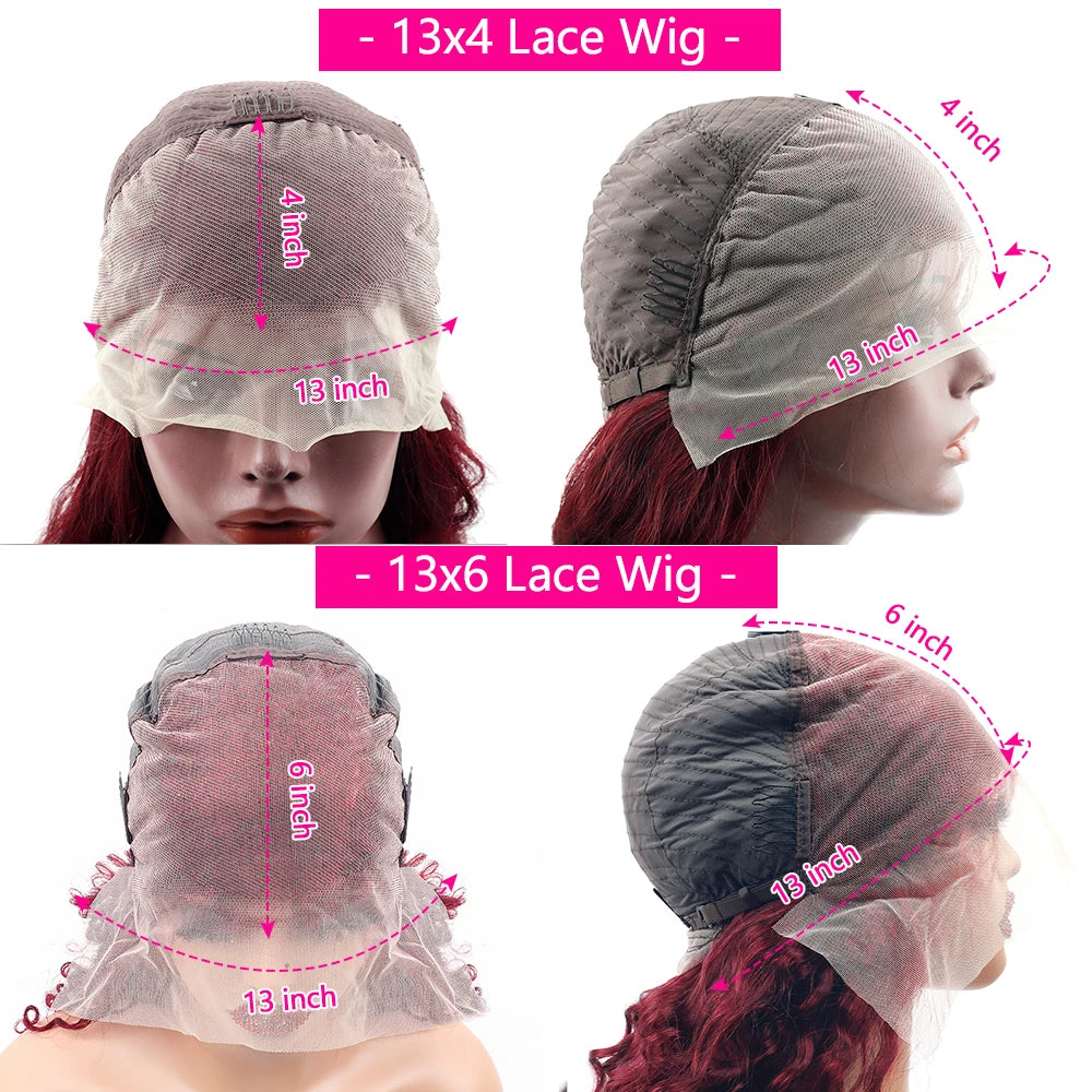 Tahikie 99j Burgundy Lace Front Human Hair Wig 30 Inch Deep Wave Frontal Wig 13x6 Hd Pre Plucked Transparent Lace Wigs For Woman