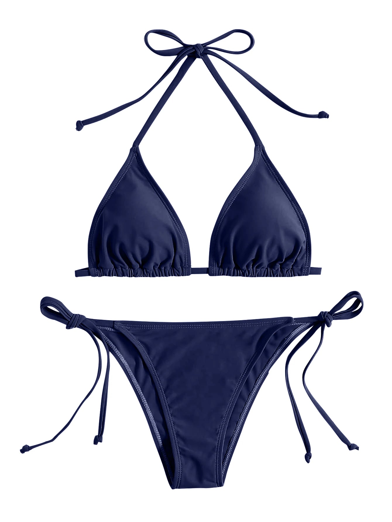 2Pcs Swimwear Thong Bikini Set Sexy New Navy Blue Swimsuits Woman Sexy Bathing Suits Bikinis Triangle Bandage Female Beachwear
