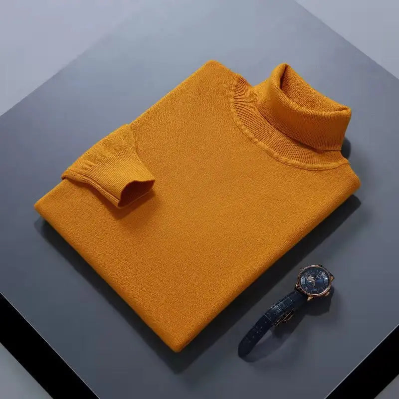 Cashmere Cotton Blend Turtleneck Men Sweater 2024 Autumn Winter Clothes Rolled Neck Jumper Jersey Pull Homme Knitted Pullovers