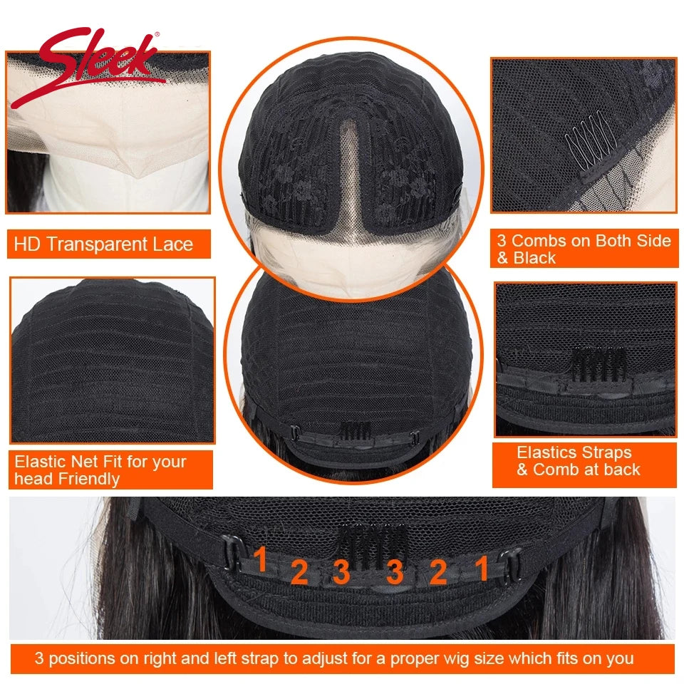 Highlight P4/27 Bob Wigs Brazilian Straight 13x4 T Lace Front Bob Wig Sleek Remy Human Hair Wigs 220% Density Orange Color