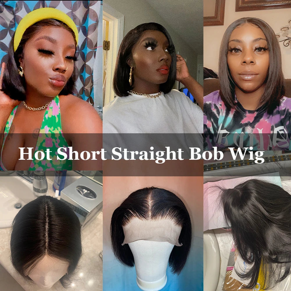 Bob Wig Human Hair Straight Lace Front Wigs Human Hair Short Bob Human Hair Wigs Black Lace Front Wig Human Hair Wigs 100%Human