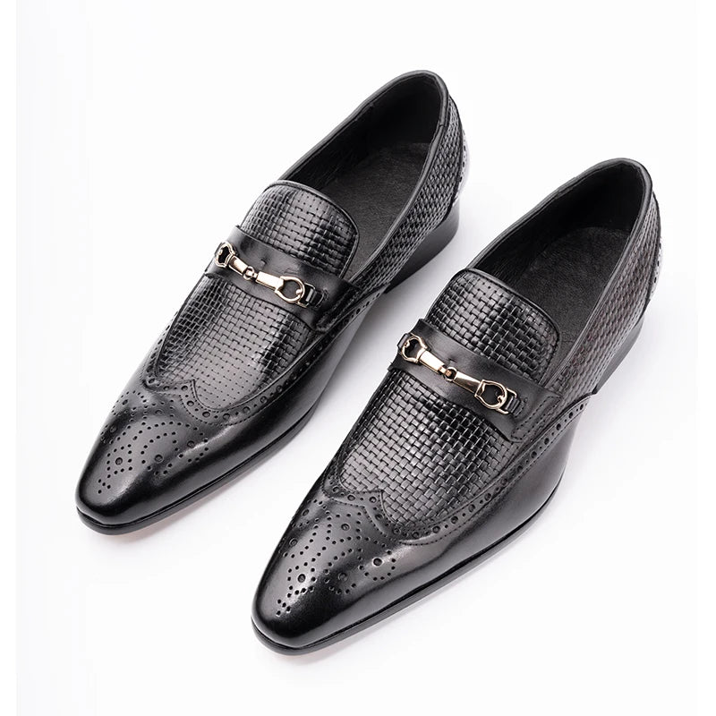 Fashion Business Casual Genuine Leather Shoes Handmade Party Wedding Wear Men Office Dress Shoe Big Size 39-50 Black Loafers