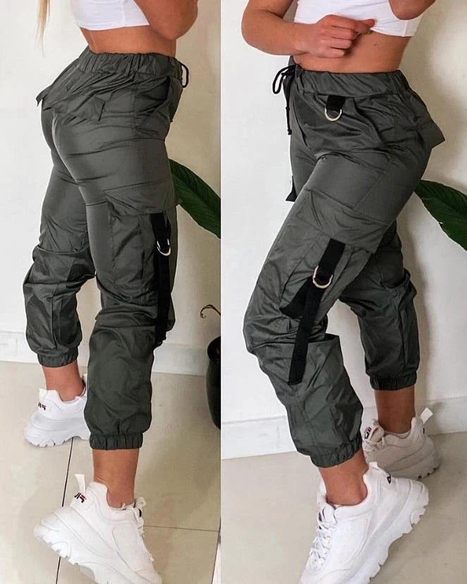 Cargo Pants Women Streetwear Autumn and Winter New Fashion Tight Versatile Casual Loose Waist Patch Pocket Trousers for Female