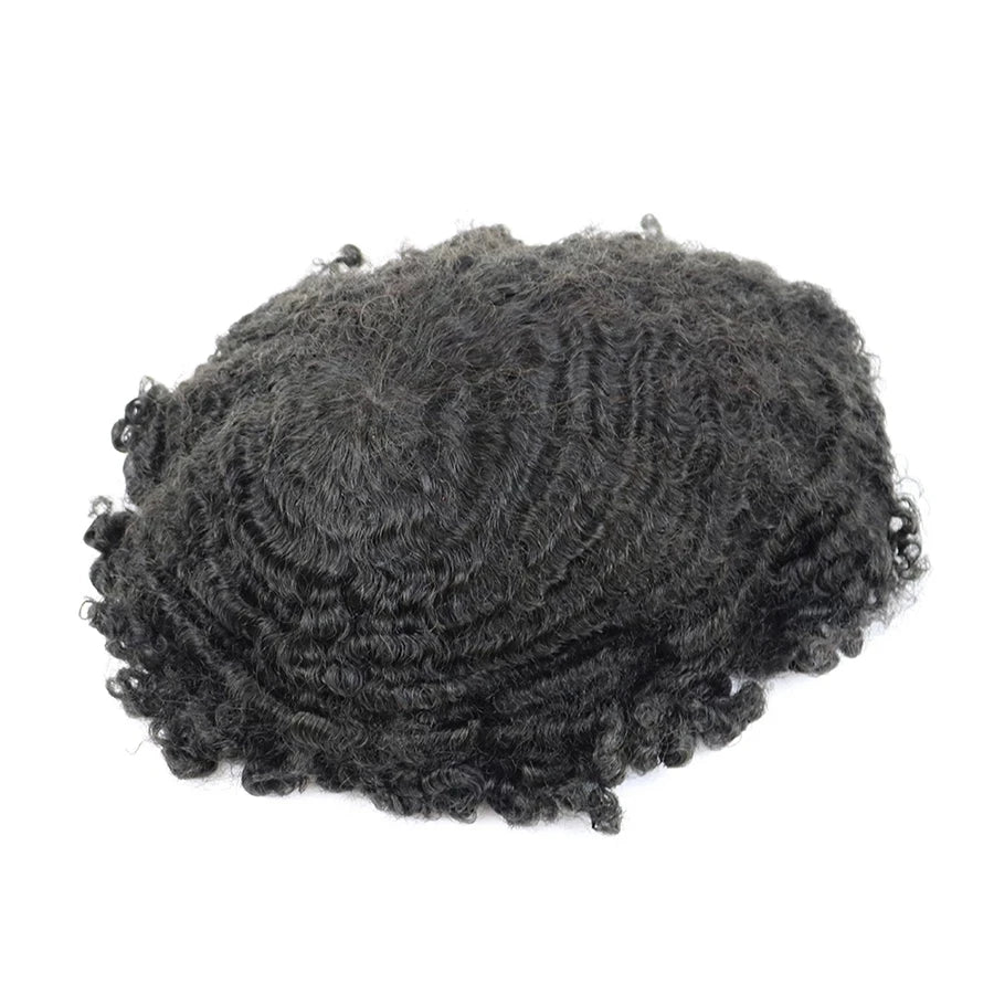 New Men Toupee Afro Toupee For Man Hair African American Human Hair Wig 10mm 8mm 360 Deep Wave Prosthesis Replacement System