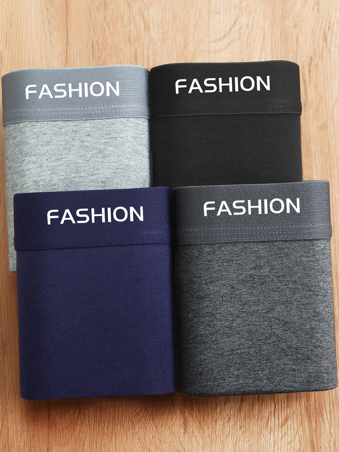 4 pcs Men's underwear, solid color boxer shorts, comfortable and breathable fashion trends, boxer underwear