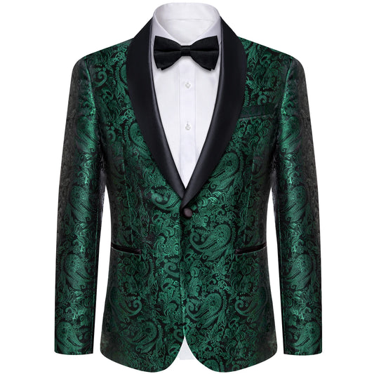 Men's Suits Blazer Green Red Silver Color Paisley Luxury Wedding Prom Business Banquet Suit Coat Men Clothing Jacket