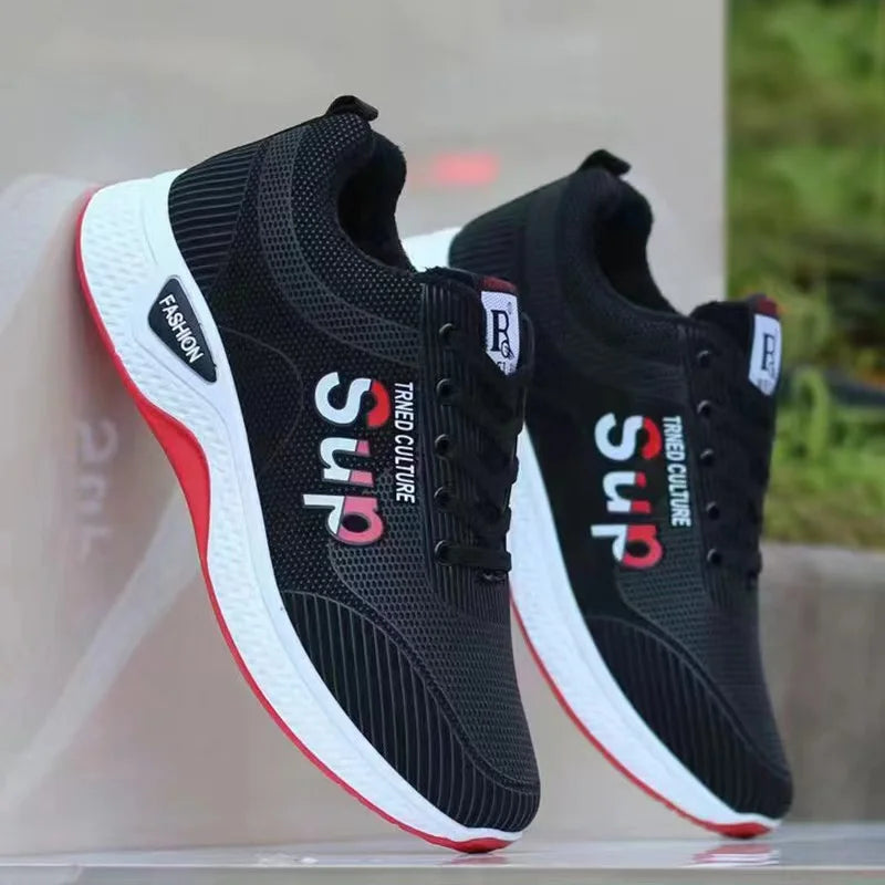 Male sneakers Men's breathable mesh lightweight casual sports shoes summer soft sole outdoor running shoes youth walking shoes