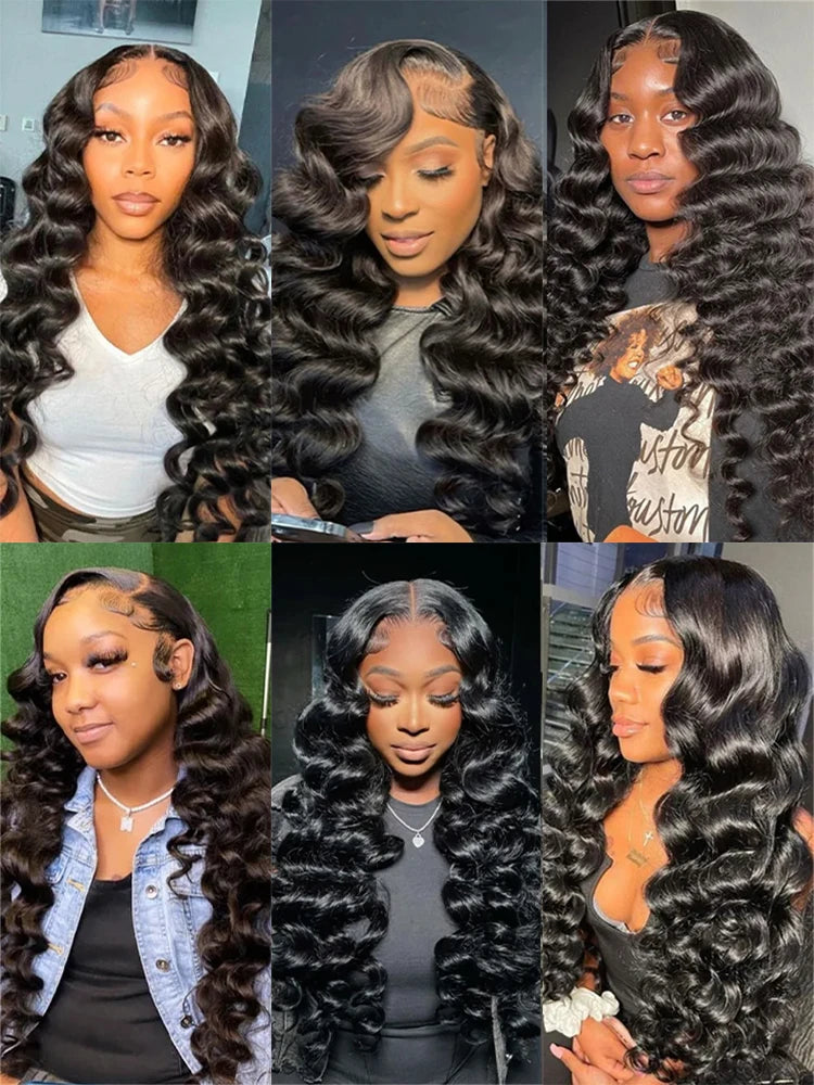 Loose Nature Deep Wave Frontal Wig 13x6 HD Lace Frontal Human Hair Wigs For Women Brazilian Wavy Lace Front Wig PrePlucked 250%
