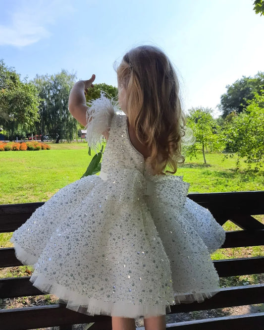 Meet Romance Vintage Princess Lace Tulle Flower Girls Dress for Kid Child Wedding Party Juniorbridesmaid Maxi Ball Gown Evening