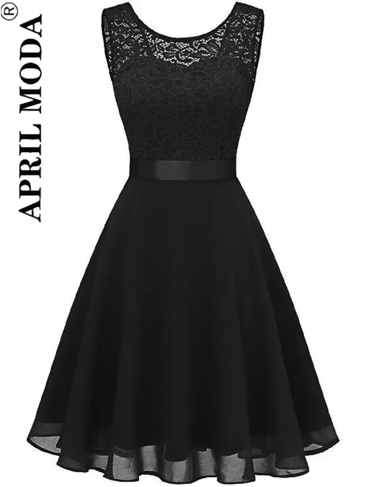 2025 Pink White Lace Chiffon Swing Dresses for Women Elegant Peplum High Waist Purple Sleeveless Party Robe Female A Line Dress