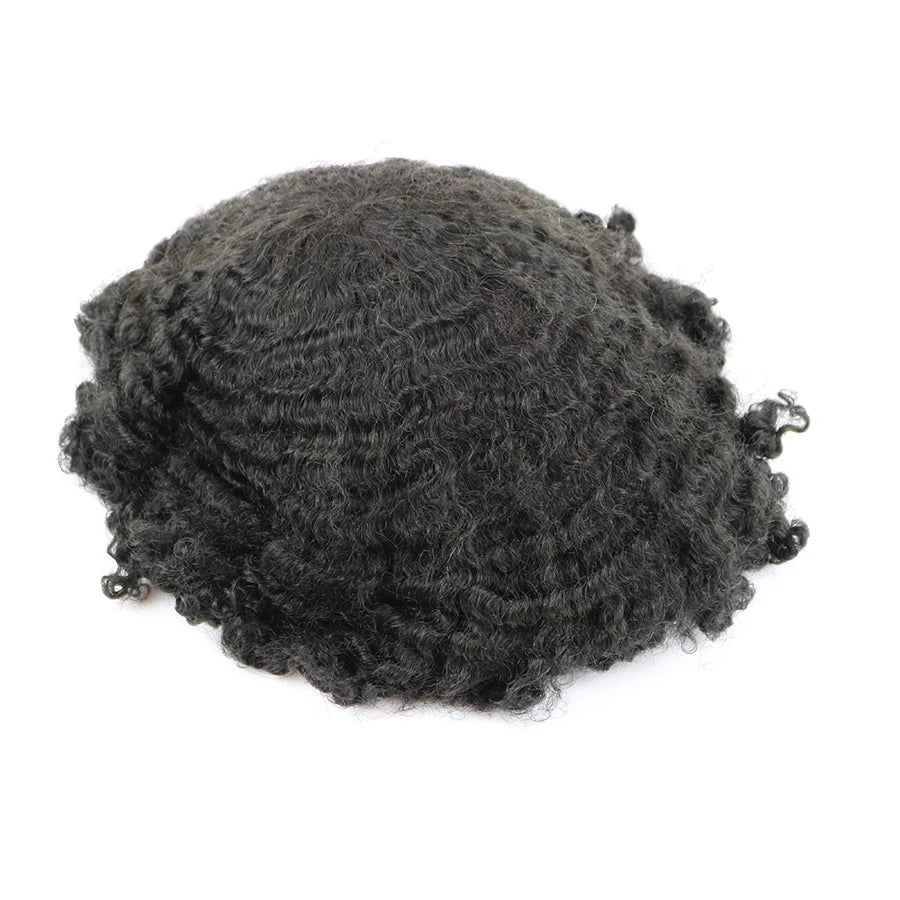 New Men Toupee Afro Toupee For Man Hair African American Human Hair Wig 10mm 8mm 360 Deep Wave Prosthesis Replacement System