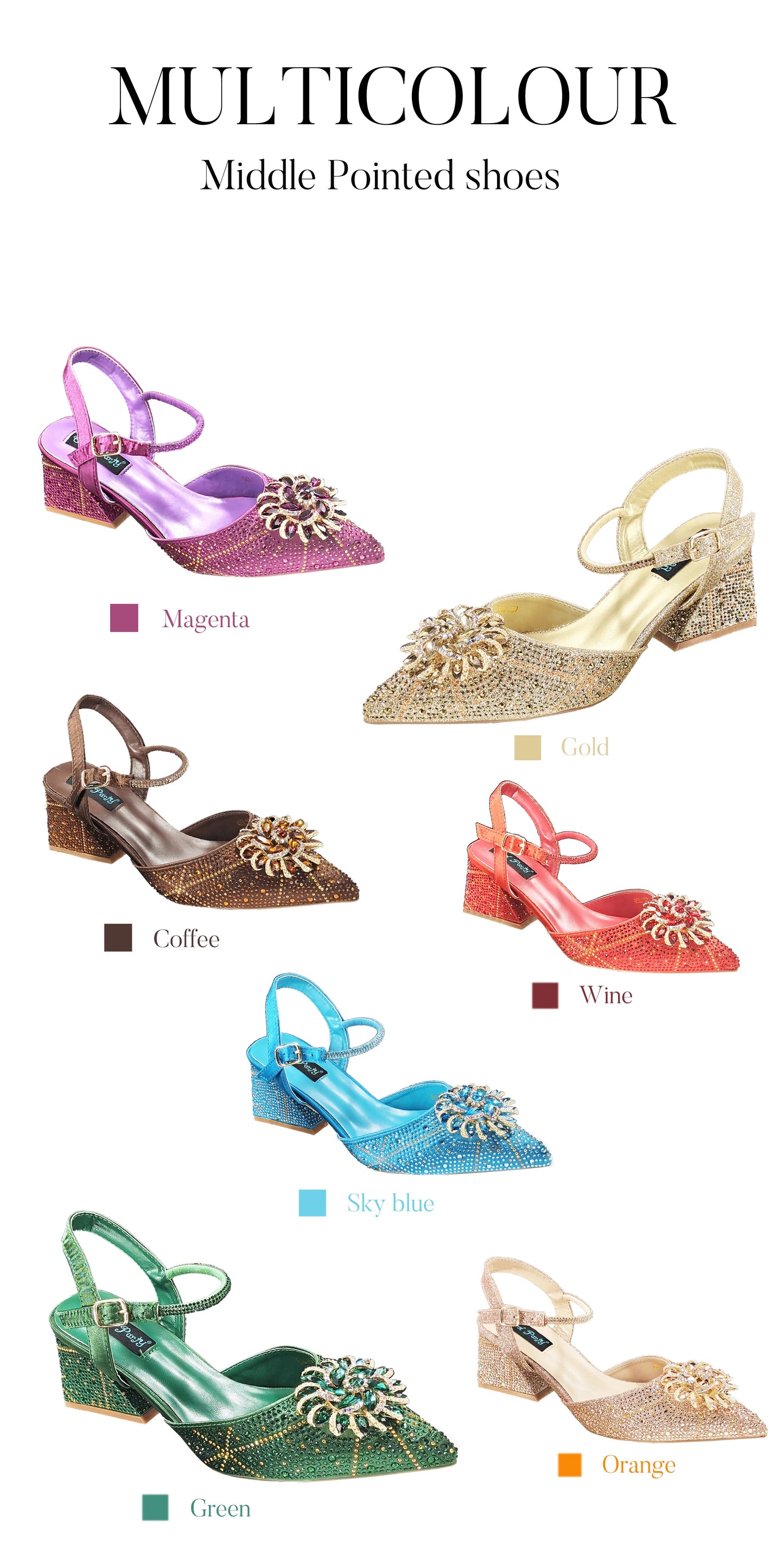 QSGFC Fashion Design High-end Women's Shoes with Diamond Oval Stand Bag Women's High Heels for Special Day or Work