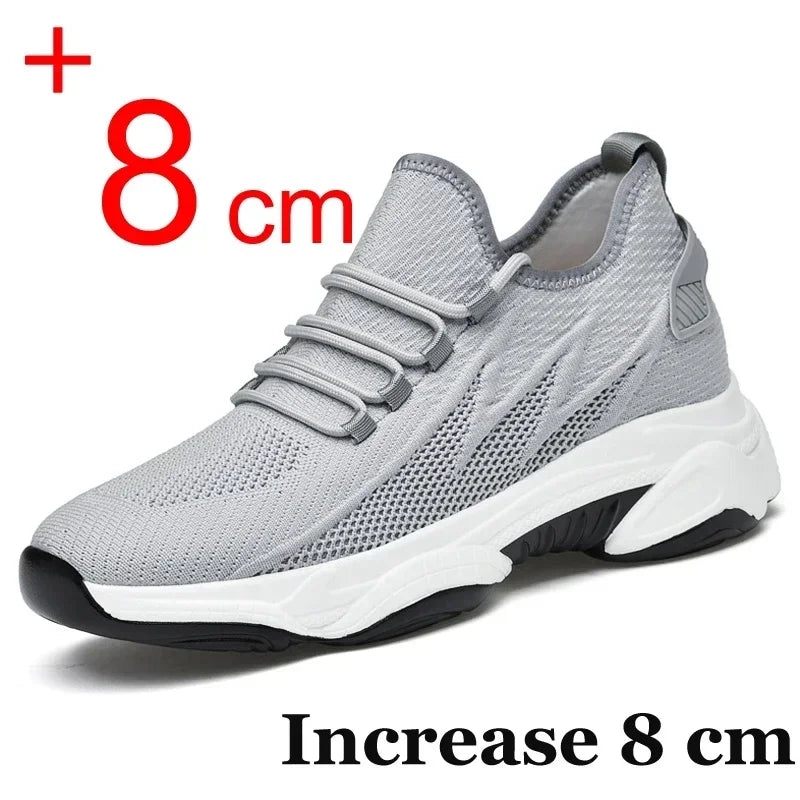Increasing men sneakers casual heightening shoes 8cm height increase shoes for summer breathable 6cm elevator shoes