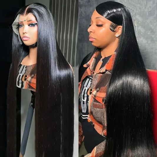 40Inch 13X6 Hd Lace Frontal Wig 250% Density Brazilian Straight 13X4 Lace Front Human Hair Wigs Natural Hairline Bleached Knots