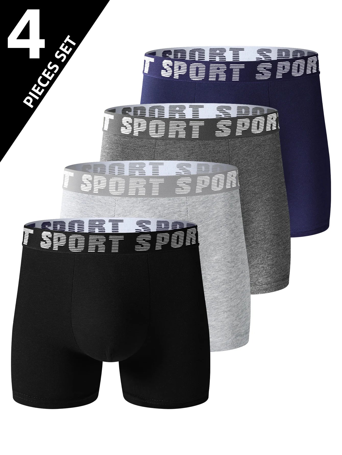 4 pieces of men's sports underwear, soft, breathable and comfortable sweatpants, fashionable and personalized long briefs