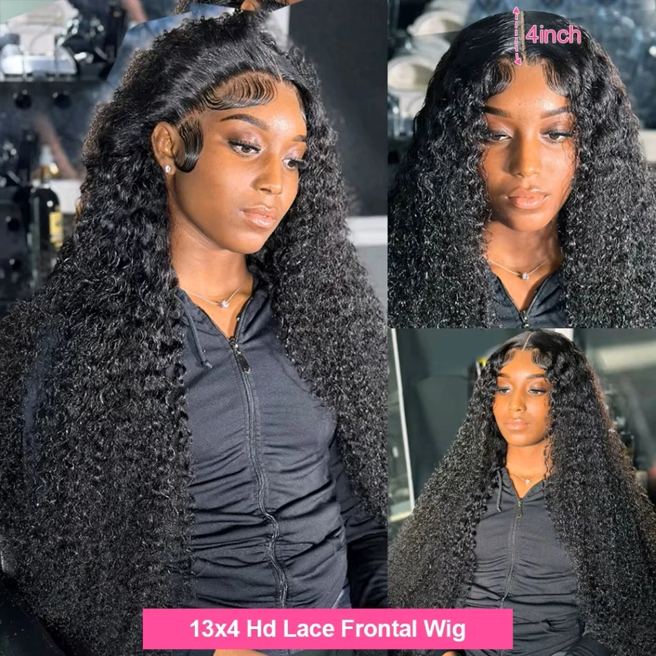 250 Density Brazilian 13x6 HD Lace Front Human Hair Wigs 30 40 Inch Deep Wave 13x4 Curly Lace Frontal Wig For Black Women