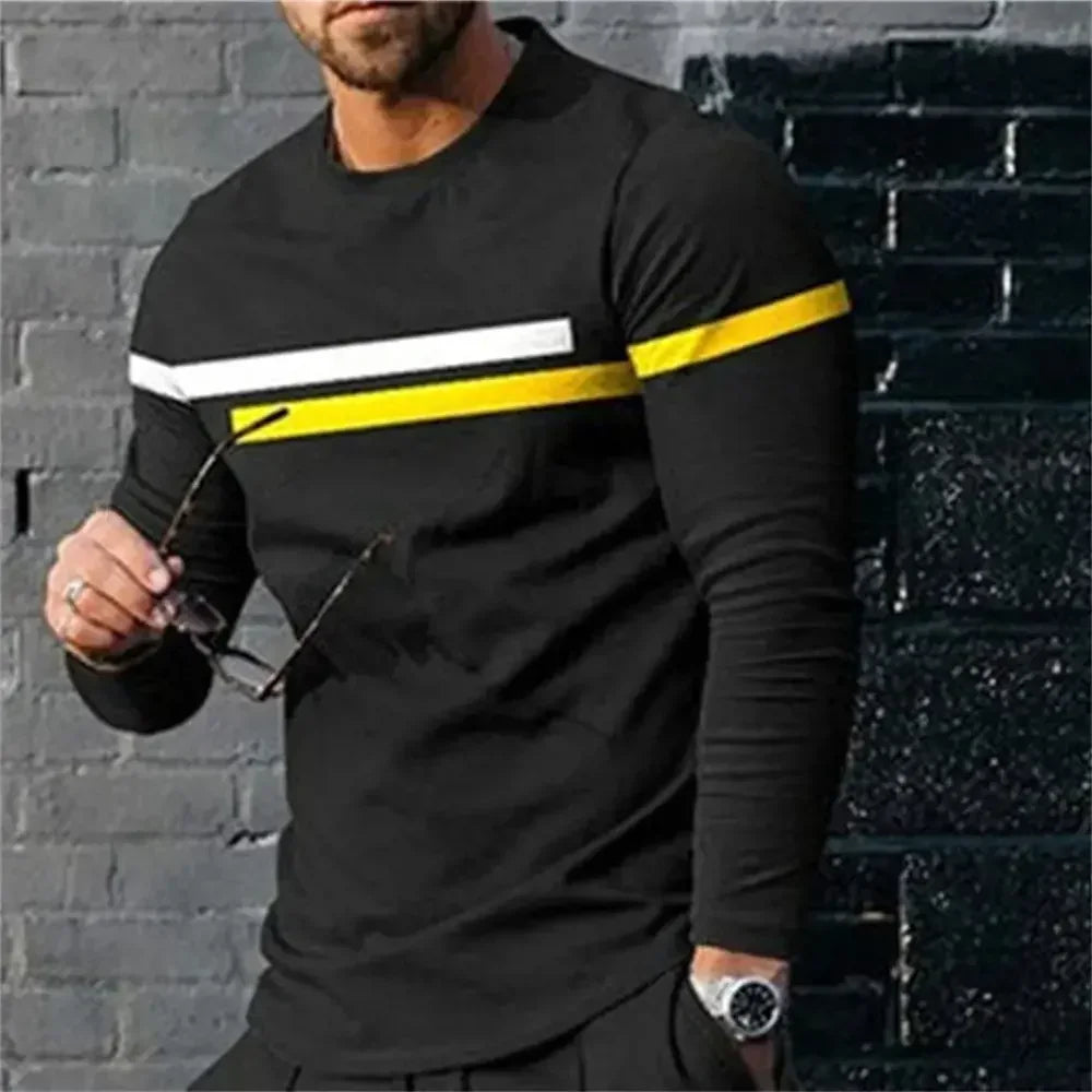 3D Digital Printing T-shirt Street Trend Long Sleeved O-neck Pullover T-shirt Large Men Long Sleeved Casual Sports Men Clothing